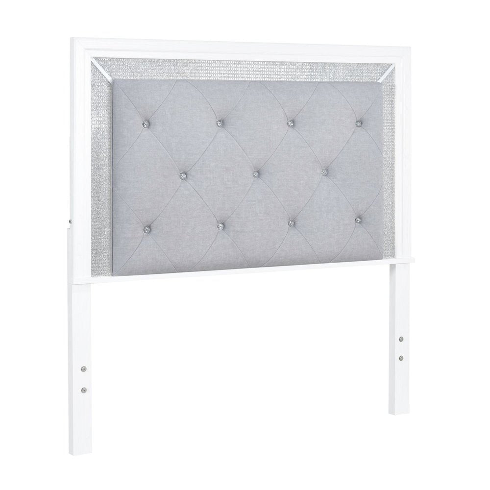 Reflections Full Upholstered Panel Bed Headboard with Touch Lights - Pearl