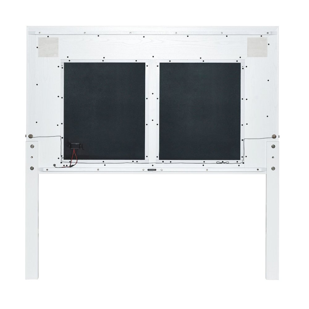 Reflections Full Upholstered Panel Bed Headboard with Touch Lights - Pearl