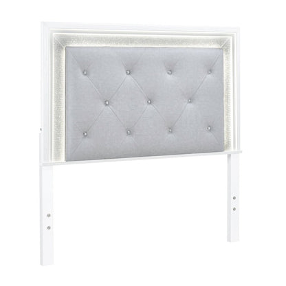 Reflections Full Upholstered Panel Bed Headboard with Touch Lights - Pearl