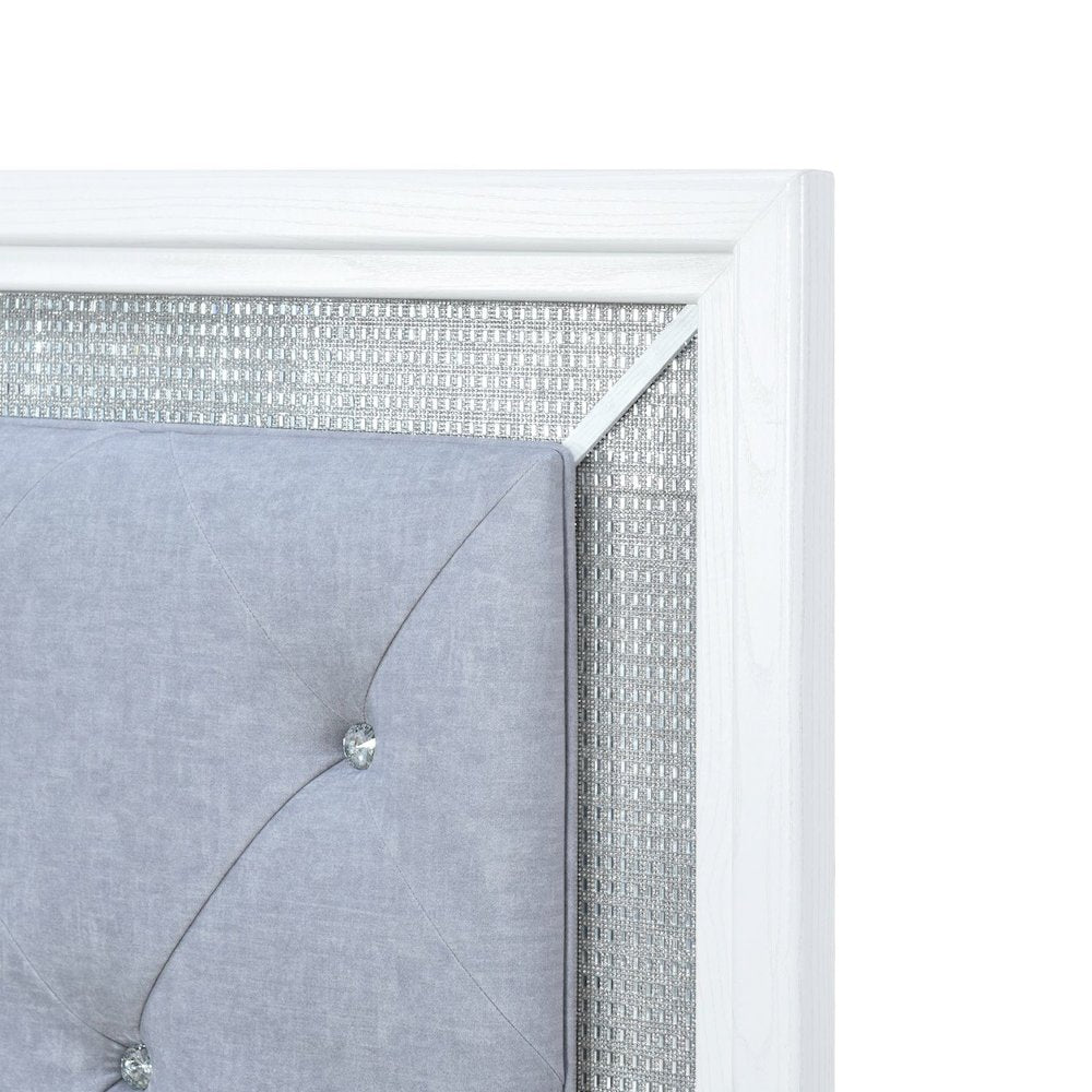 Reflections Full Upholstered Panel Bed Headboard with Touch Lights - Pearl