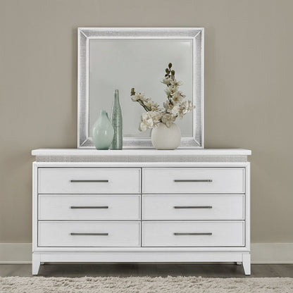 Reflections Rectangular Mirror - Pearl White & Rhinestone Frame