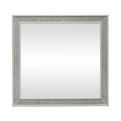 Reflections Rectangular Mirror - Pearl White & Rhinestone Frame