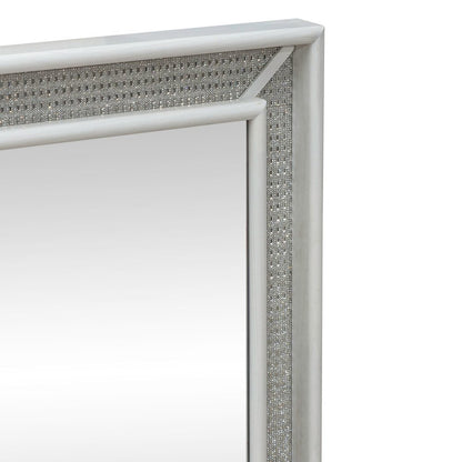 Reflections Rectangular Mirror - Pearl White & Rhinestone Frame