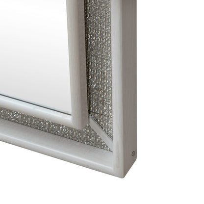 Reflections Rectangular Mirror - Pearl White & Rhinestone Frame