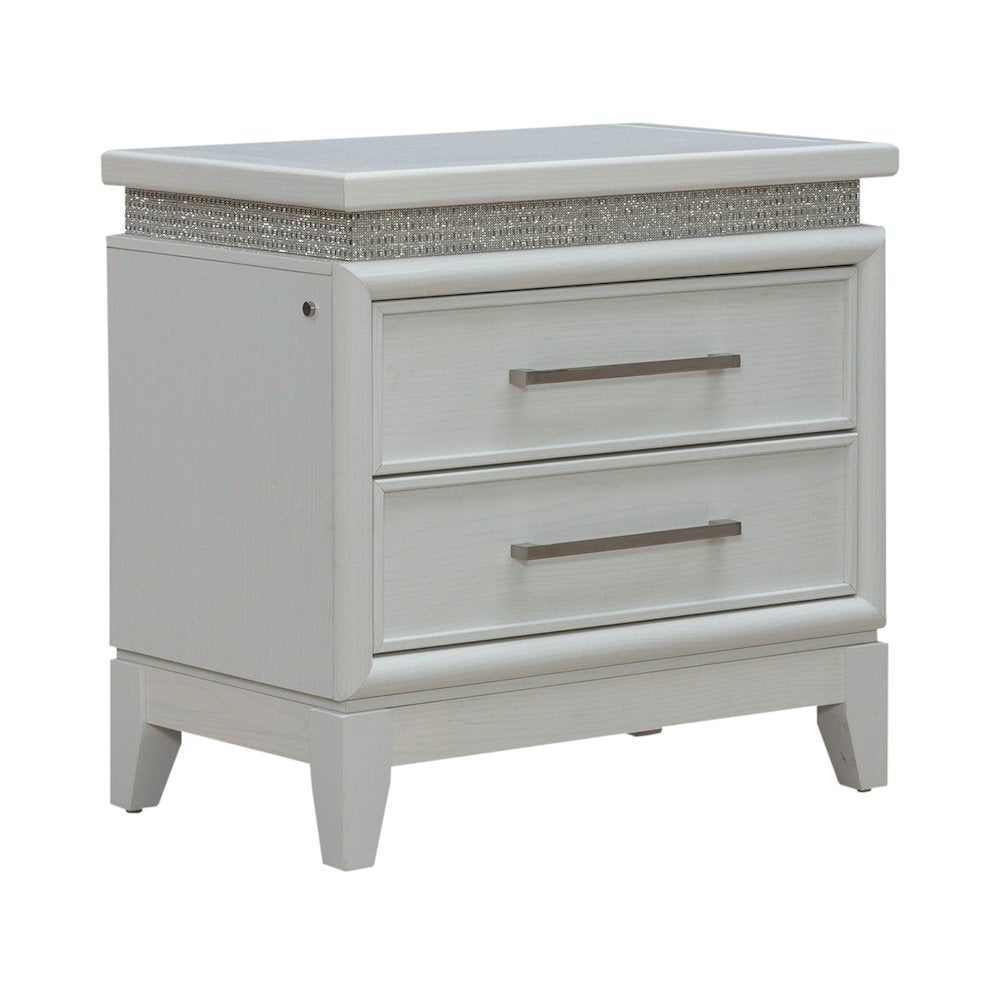 Reflections Nightstand - Pearl White & Rhinestone