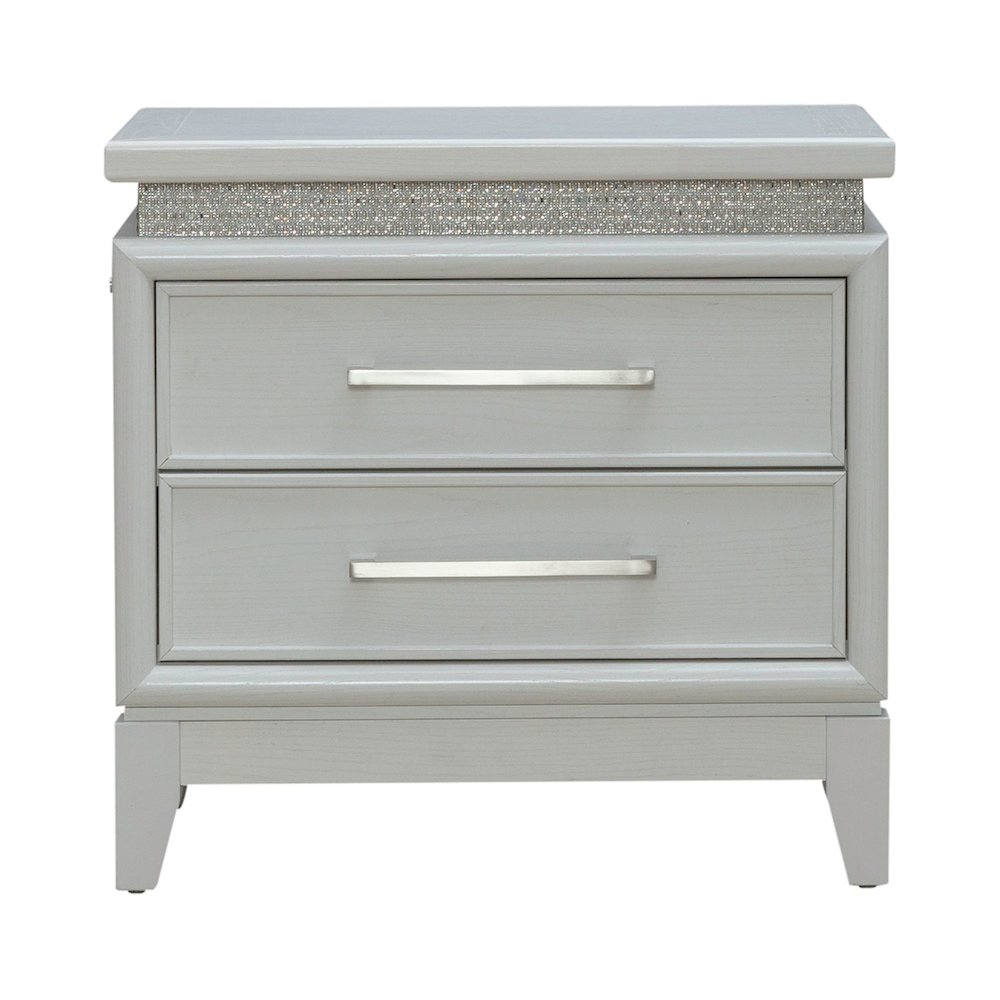 Reflections Nightstand - Pearl White & Rhinestone