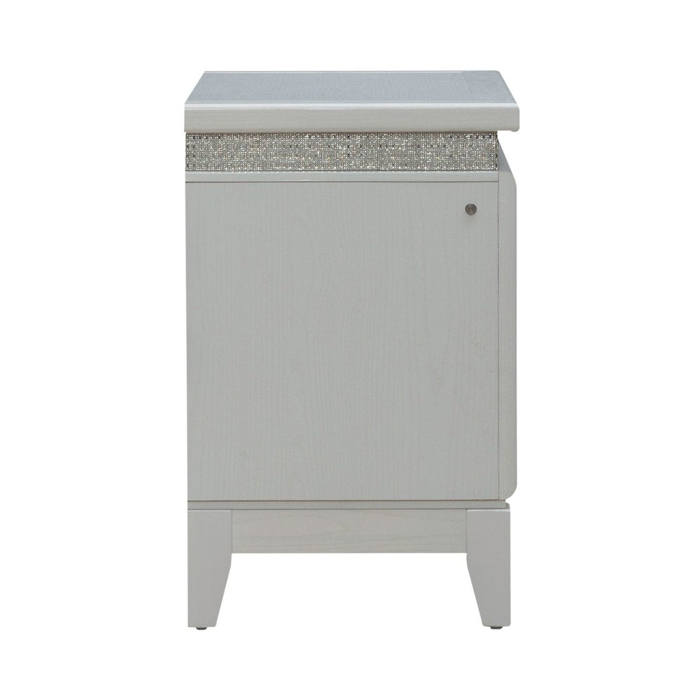 Reflections Nightstand - Pearl White & Rhinestone