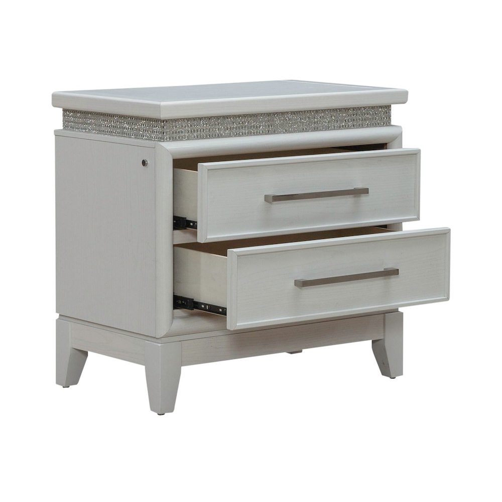Reflections Nightstand - Pearl White & Rhinestone