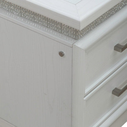 Reflections Nightstand - Pearl White & Rhinestone