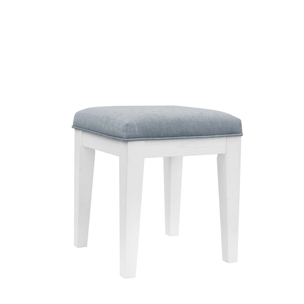 Reflections Vanity Stool - Wood Pearl White & Rhinestone