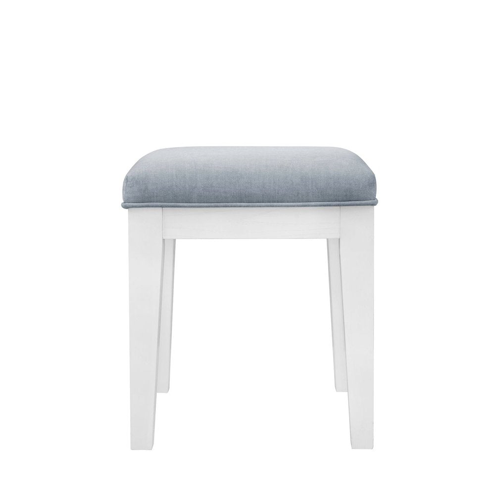 Reflections Vanity Stool - Wood Pearl White & Rhinestone