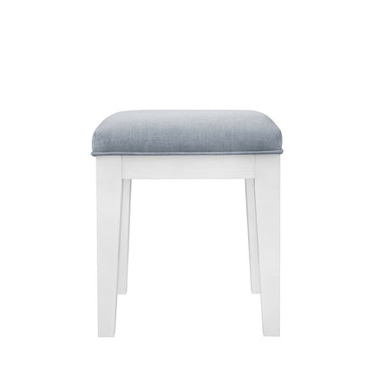 Reflections Vanity Stool - Wood Pearl White & Rhinestone
