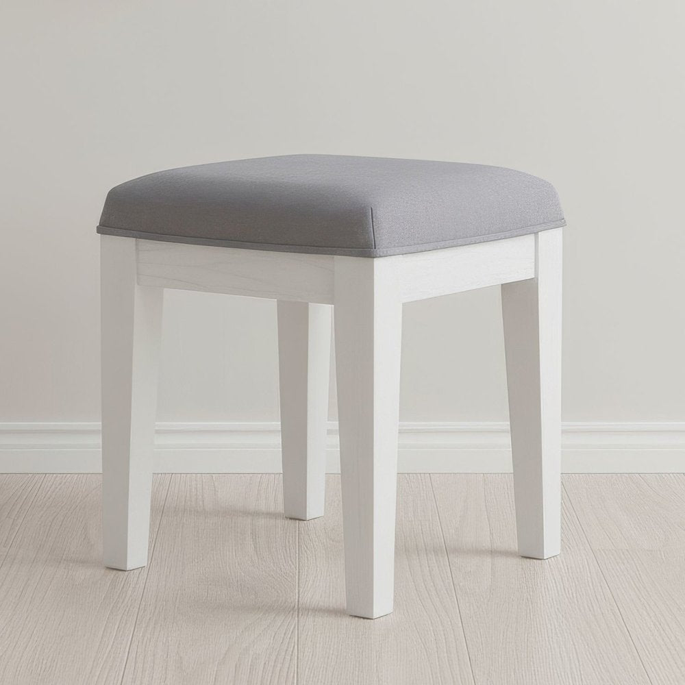 Reflections Vanity Stool - Wood Pearl White & Rhinestone