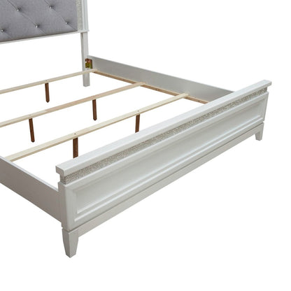 Reflections California King Upholstered Bed - Pearl White & Rhinestone