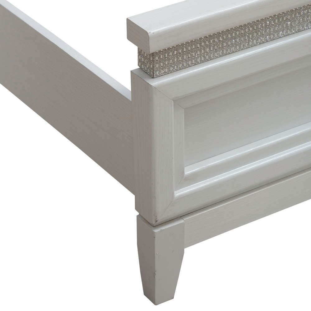 Reflections California King Upholstered Bed - Pearl White & Rhinestone