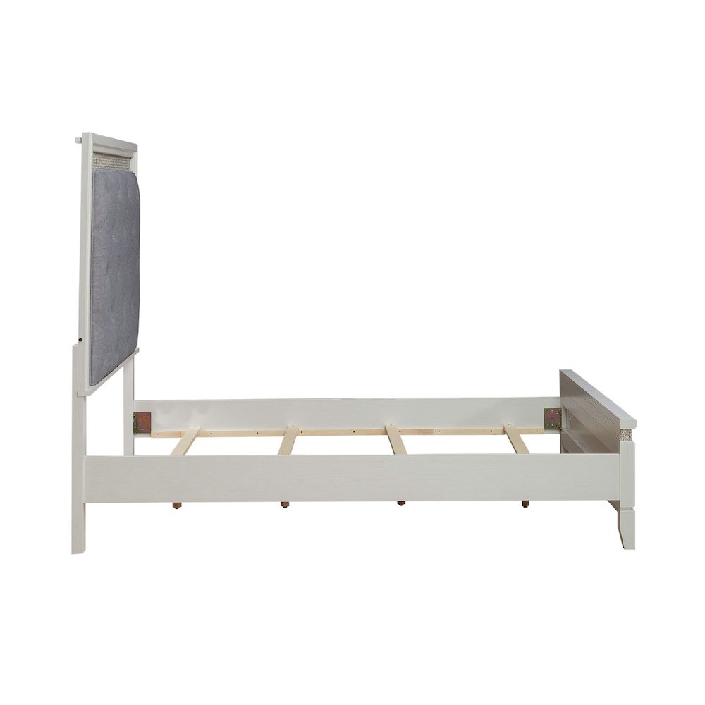 Reflections Queen Upholstered Bed - Pearl White & Rhinestone