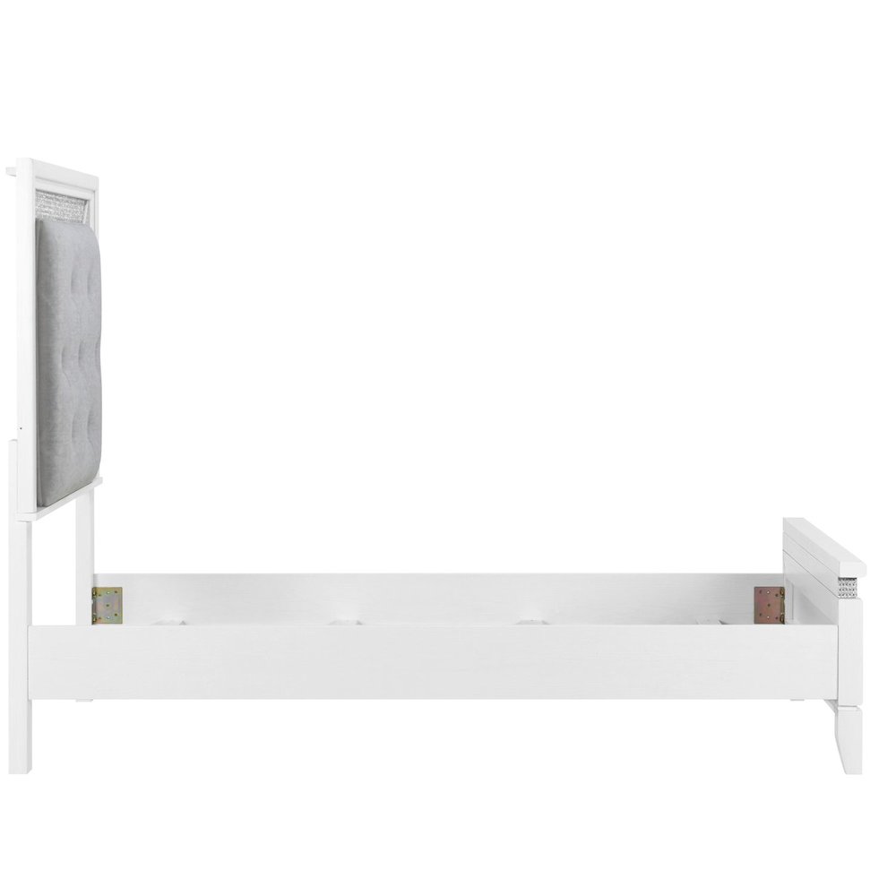 Reflections Full Upholstered Bed - Pearl White & Rhinestone