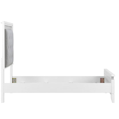 Reflections Full Upholstered Bed - Pearl White & Rhinestone