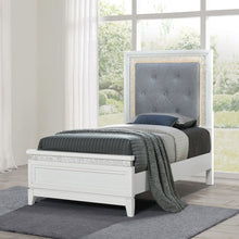 Reflections Twin Upholstered Bed - Pearl White & Rhinestone