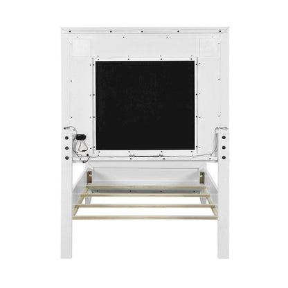 Reflections Twin Upholstered Bed - Pearl White & Rhinestone