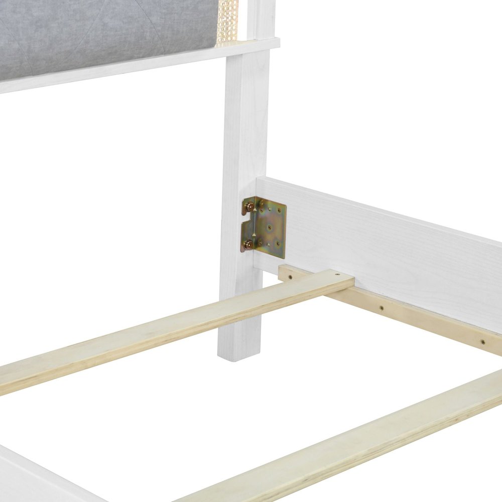 Reflections Twin Upholstered Bed - Pearl White & Rhinestone