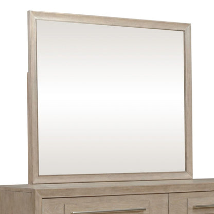 Brentwood Rectangular Landscape Mirror - Sandstone Oak Wood Frame