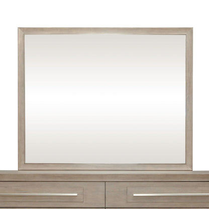 Brentwood Rectangular Landscape Mirror - Sandstone Oak Wood Frame