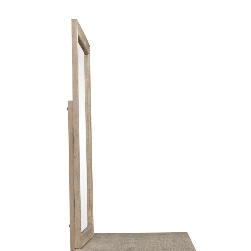 Brentwood Rectangular Landscape Mirror - Sandstone Oak Wood Frame