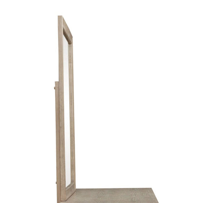 Brentwood Rectangular Landscape Mirror - Sandstone Oak Wood Frame