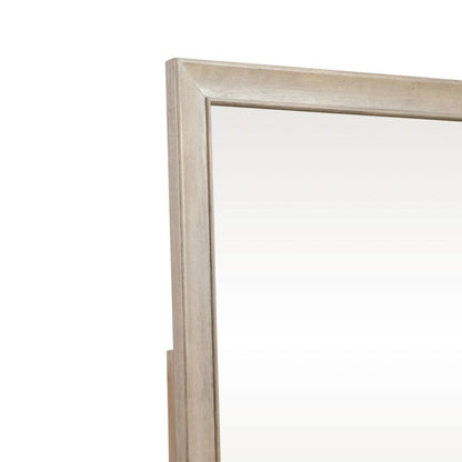 Brentwood Rectangular Landscape Mirror - Sandstone Oak Wood Frame