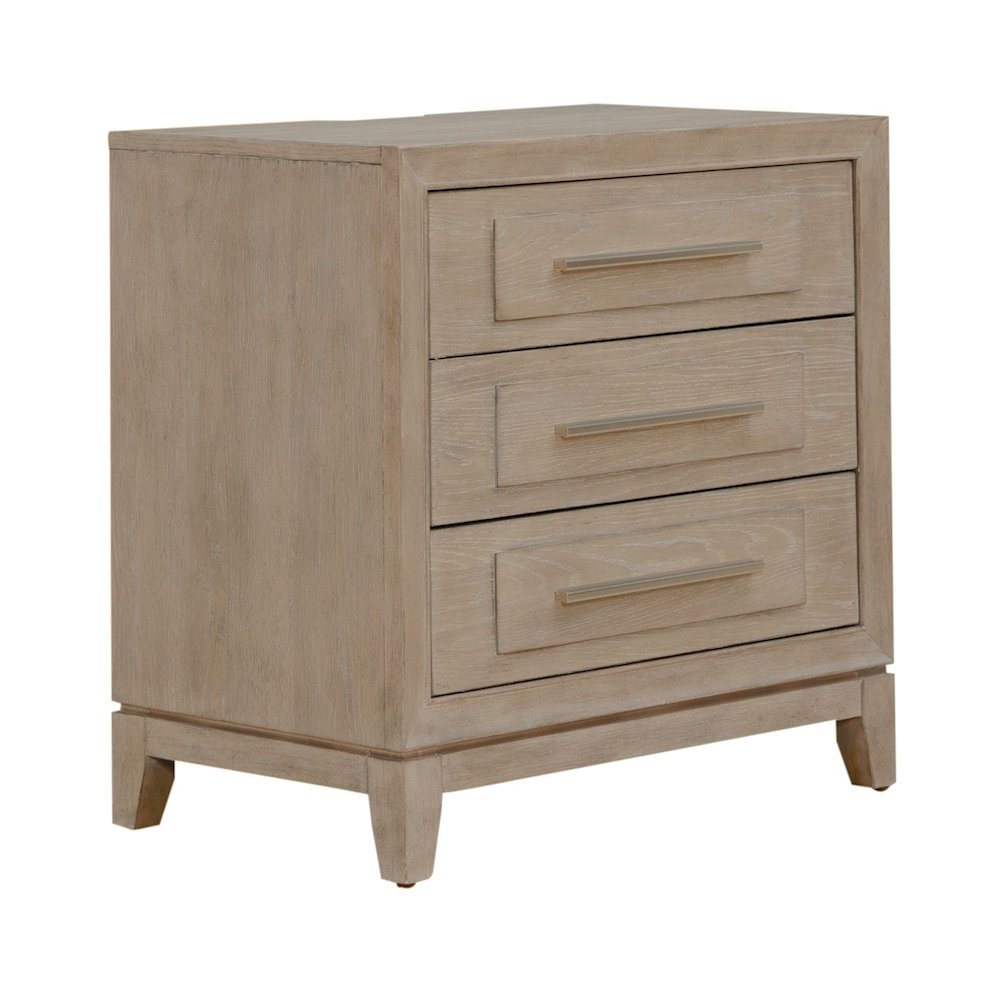 Brentwood 3 Drawer Bedroom Nightstand with AC USB Charging Station - Sandstone