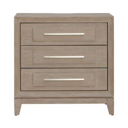 Brentwood 3 Drawer Bedroom Nightstand with AC USB Charging Station - Sandstone