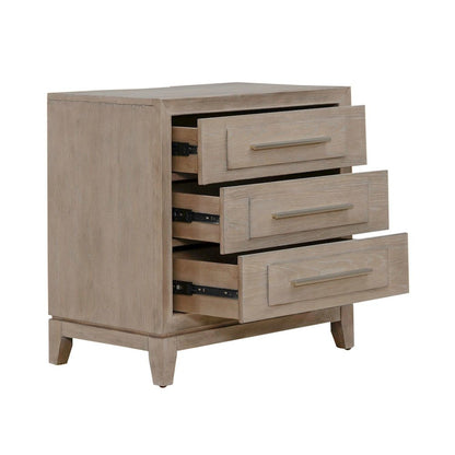 Brentwood 3 Drawer Bedroom Nightstand with AC USB Charging Station - Sandstone
