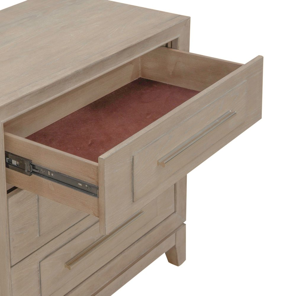 Brentwood 3 Drawer Bedroom Nightstand with AC USB Charging Station - Sandstone