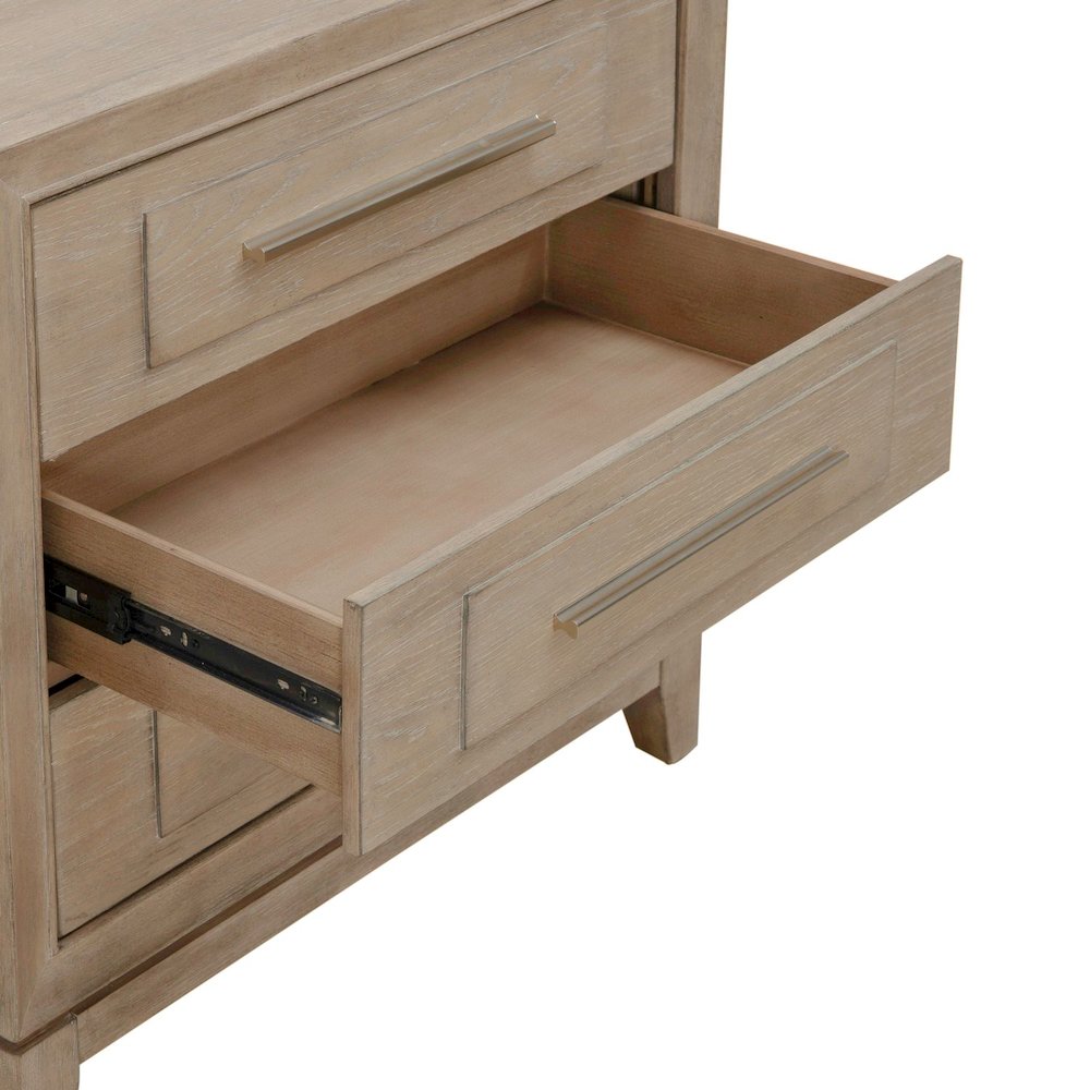 Brentwood 3 Drawer Bedroom Nightstand with AC USB Charging Station - Sandstone