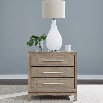 Brentwood 3 Drawer Bedroom Nightstand with AC USB Charging Station - Sandstone