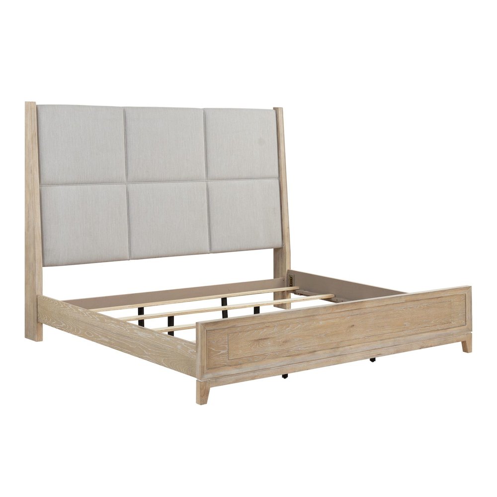 Brentwood California King Upholstered Bed - Sandstone Oak Wood