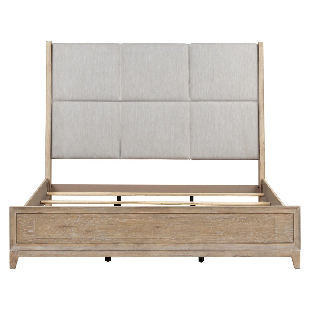 Brentwood California King Upholstered Bed - Sandstone Oak Wood
