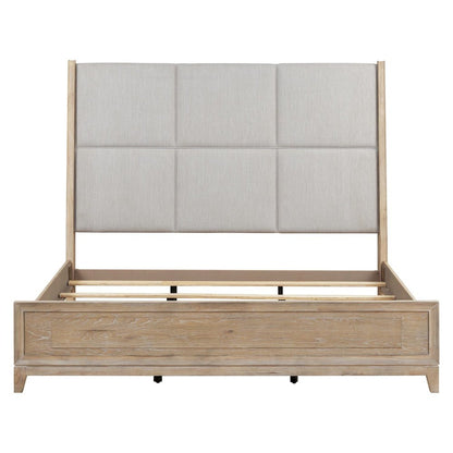 Brentwood California King Upholstered Bed - Sandstone Oak Wood