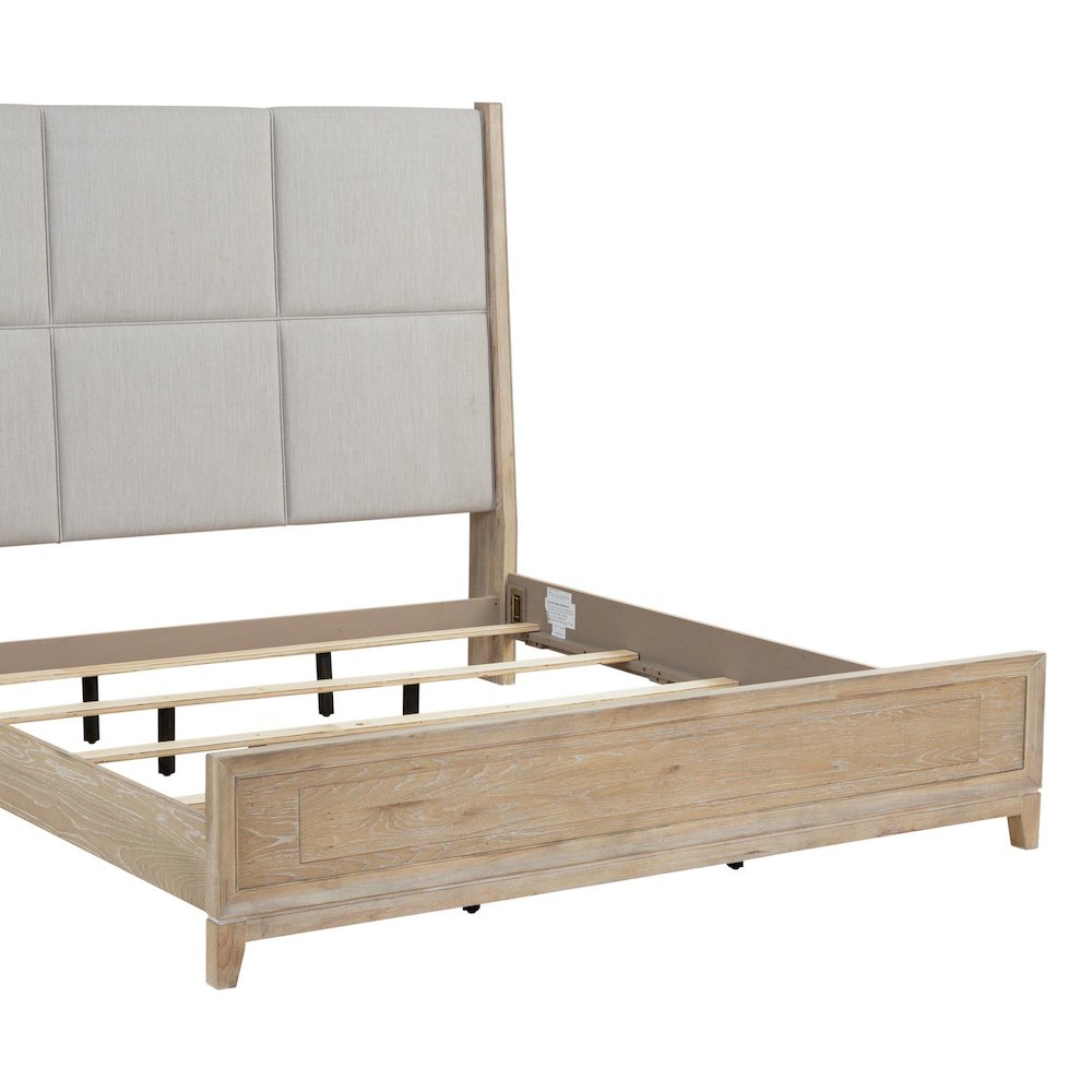 Brentwood California King Upholstered Bed - Sandstone Oak Wood