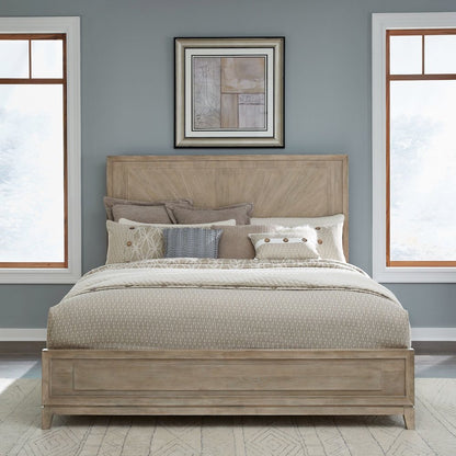 Brentwood California King Panel Bed - Sandstone Oak Wood