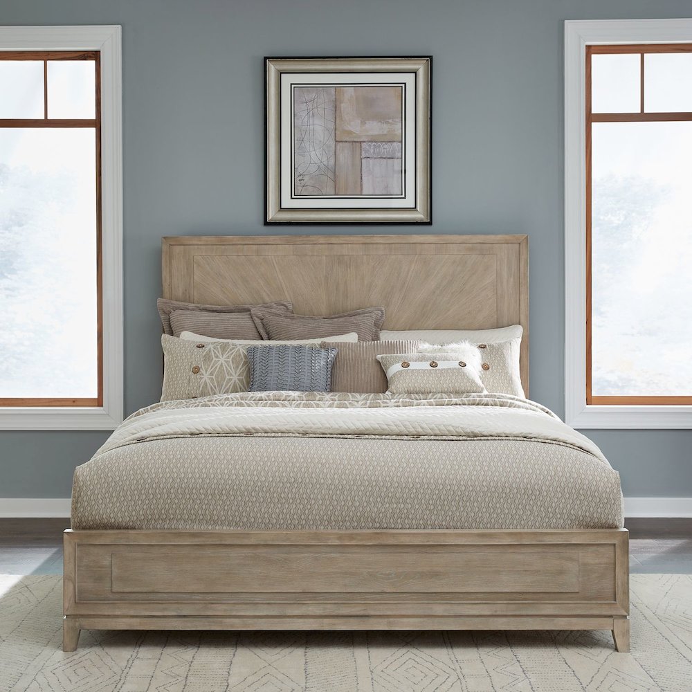 Brentwood King Panel Bed - Sandstone Oak Wood
