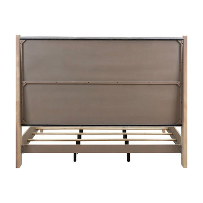 Brentwood King Upholstered Bed - Sandstone Oak Wood