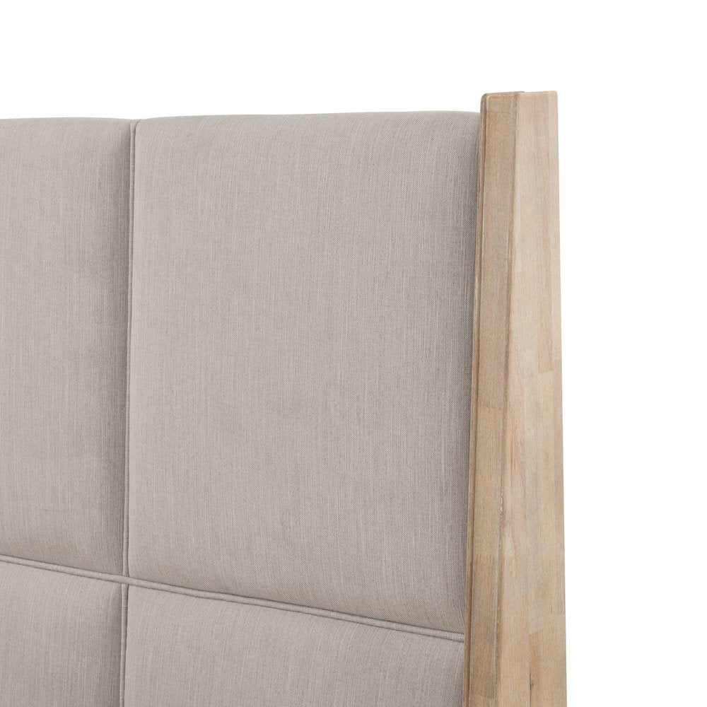 Brentwood King Upholstered Bed - Sandstone Oak Wood
