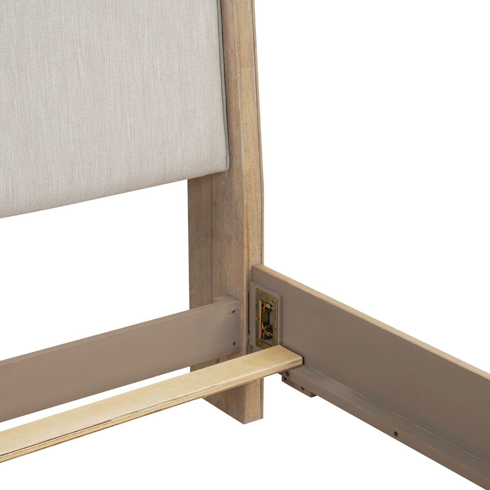 Brentwood Queen Upholstered Bed - Sandstone Oak Wood