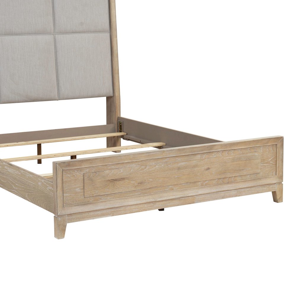 Brentwood Queen Upholstered Bed - Sandstone Oak Wood