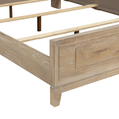 Brentwood Queen Upholstered Bed - Sandstone Oak Wood