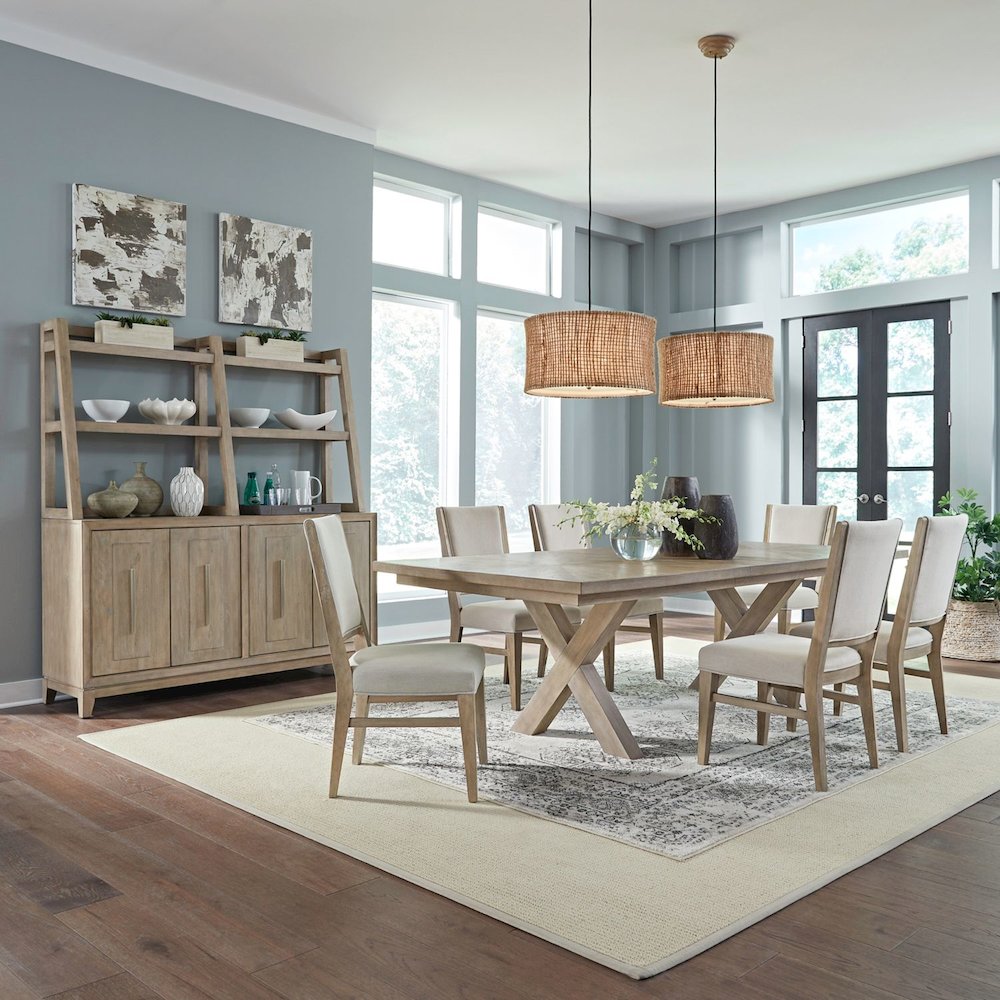 Brentwood 7 Piece Double Pedestal Table Set - Sandstone