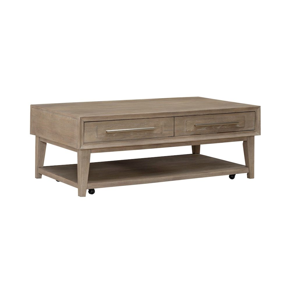 Brentwood Cocktail Table with Drawer Storage - Sandstone Oak Wood