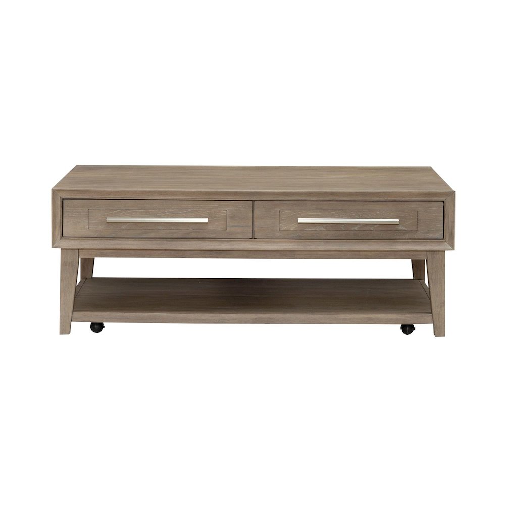 Brentwood Cocktail Table with Drawer Storage - Sandstone Oak Wood